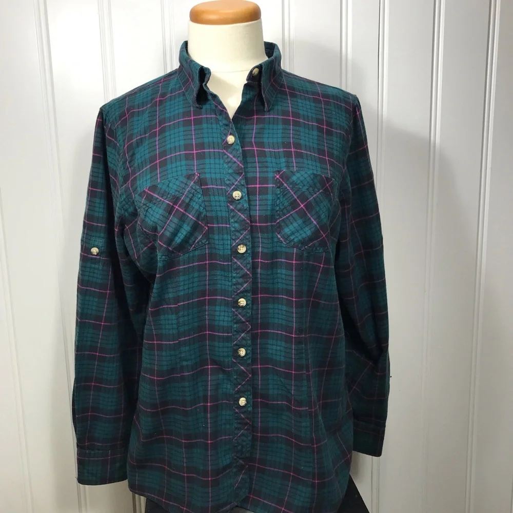 LL Bean plaid flannel shirt women’s medium - Picture 6 of 7